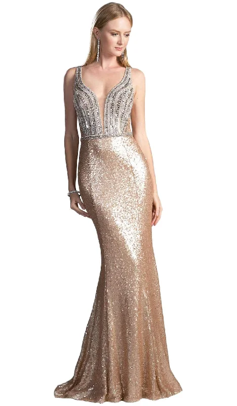 Act Fast Cinderella Divine - Embellished Sheer Back Evening Dress CR810