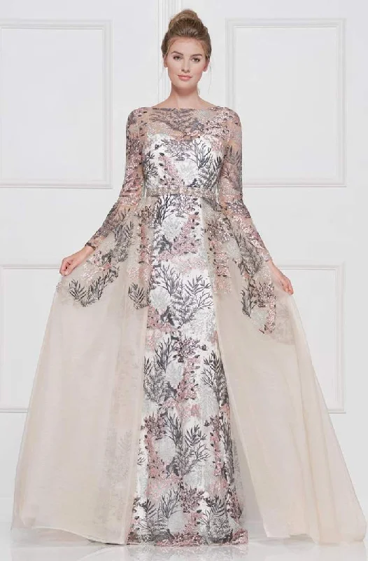 Best Bargains Colors Dress - Lace Sheath Long Sleeve Gown with Overskirt 1830SL