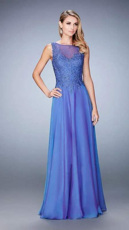 Warehouse Sale La Femme - Lace Chiffon A-Line Evening Gown 22783