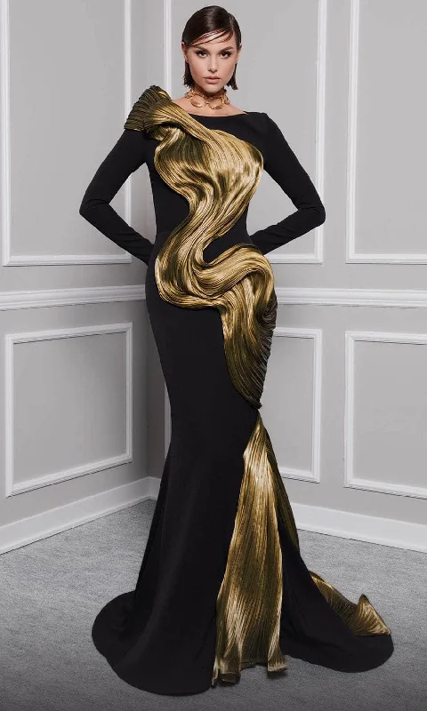 Markdowns MNM Couture 2730A - Texture Draped Evening Gown