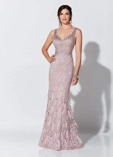 Members Only Ivonne D for Mon Cheri - Embroidered Feathered Dress 119D52