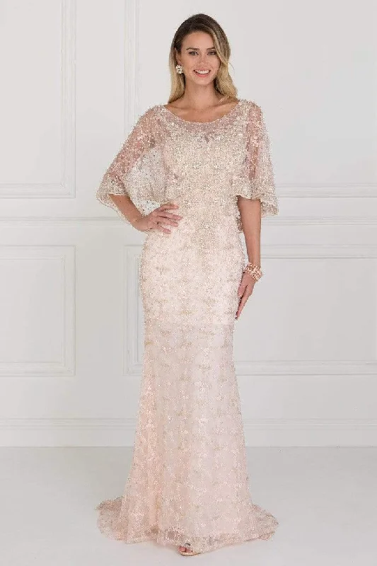 Price Break Elizabeth K - Embellished Draped Overlay Sheath Dress GL1535