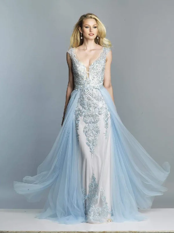 Bargain Bin Dave & Johnny - Ornate Deep V-neck Dress With Overskirt A7485