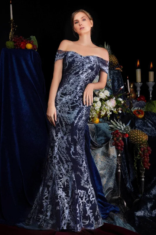 Incredible Offers Janique - 62125 Metallic Ombre Trumpet Gown