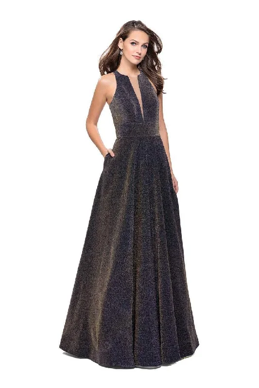 Exclusive Online Offer La Femme - 26073 Sparkling Mikado Halter A-line Gown