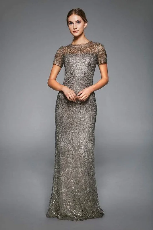 Year-End Clearance Tadashi Shoji - Sequined Illusion Jewel Sheath Gown - 1 pc Smoke Pearl In Size 16 Available Year-End Clearance Tadashi Shoji - Sequined Illusion Jewel Sheath Gown - 1 pc Smoke Pearl In Size 16 Available
