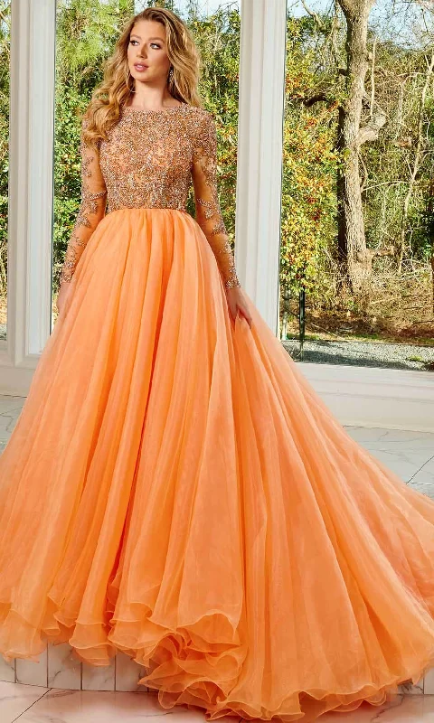 Final Markdown Rachel Allan 50167 - Long Sleeve Backless Evening Gown