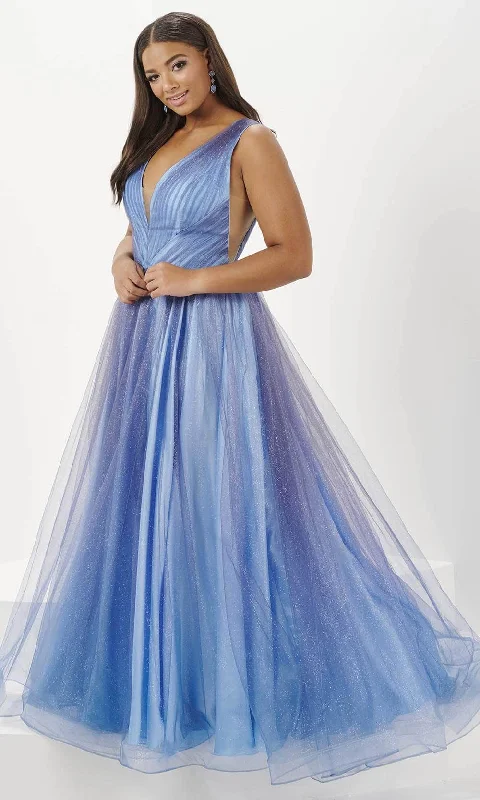 Today Only Tiffany Designs 16134 - Plunging V-Neck Glitter Ombre Ballgown