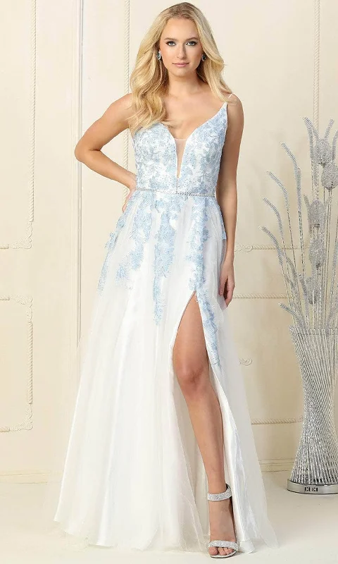 Markdown Madness May Queen RQ7908 - Sleeveless Plunging Neckline A Line Gown