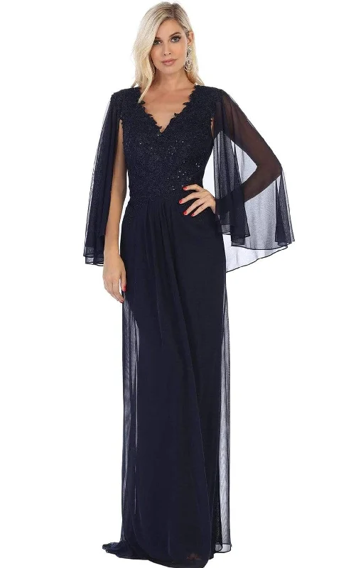 Savings Event May Queen - Illusion Cape Sleeve Floral Appliques Dress MQ1612 - 1 pc Mauve in Size XL Available Savings Event May Queen - Illusion Cape Sleeve Floral Appliques Dress MQ1612 - 1 pc Mauve in Size XL Available