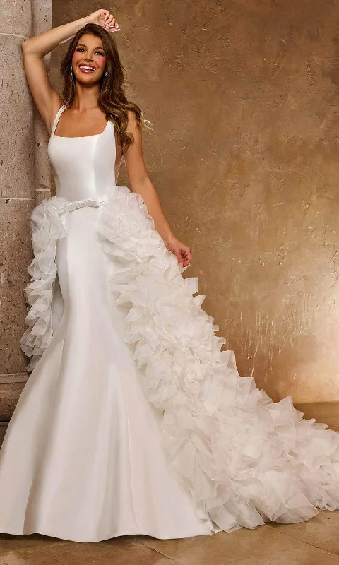 Crazy Deals Rachel Allan RB5035 - Square Ruffled Overskirt Bridal Gown