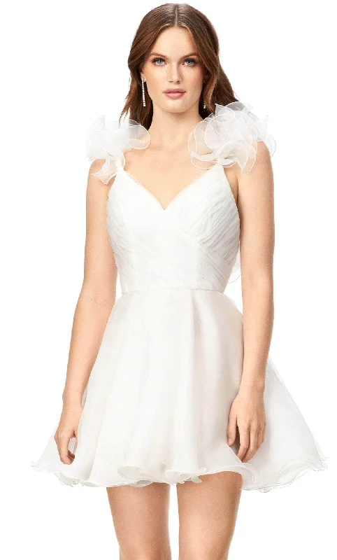 Price Drop Ashley Lauren 4540 - Ruffled Straps Cocktail Dress