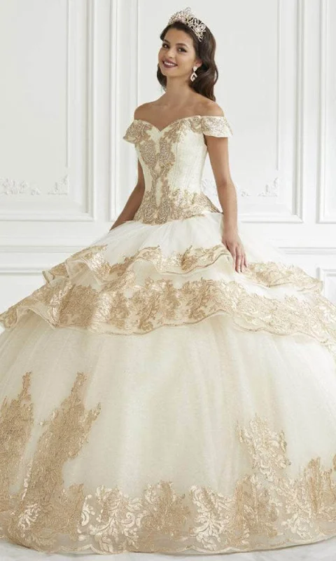 While Supplies Last LA Glitter - 24091 Off Shoulder Peplum Ballgown