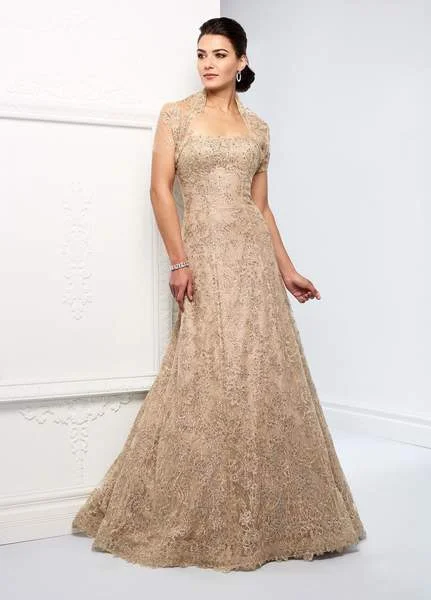 Price Blitz Ivonne D for Mon Cheri - Embellished Metallic Lace A-line Dress 218D24