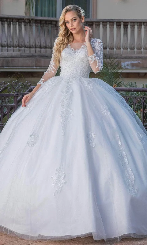 Friends and Family Sale Dancing Queen 0264 - Embroidered Sheer Long Sleeve Ballgown