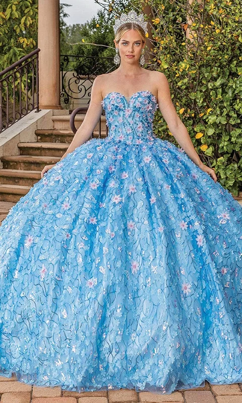 Hurry In Dancing Queen 1835 - Floral Embellished Strapless Ballgown