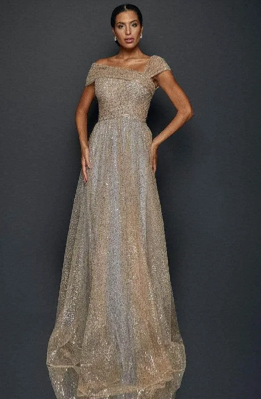 Deal of the Week Terani Couture - Asymmetric Sequin Evening Gown 1922E0212 - 1 pc Gold Silver In Size 2 Available Deal of the Week Terani Couture - Asymmetric Sequin Evening Gown 1922E0212 - 1 pc Gold Silver In Size 2 Available