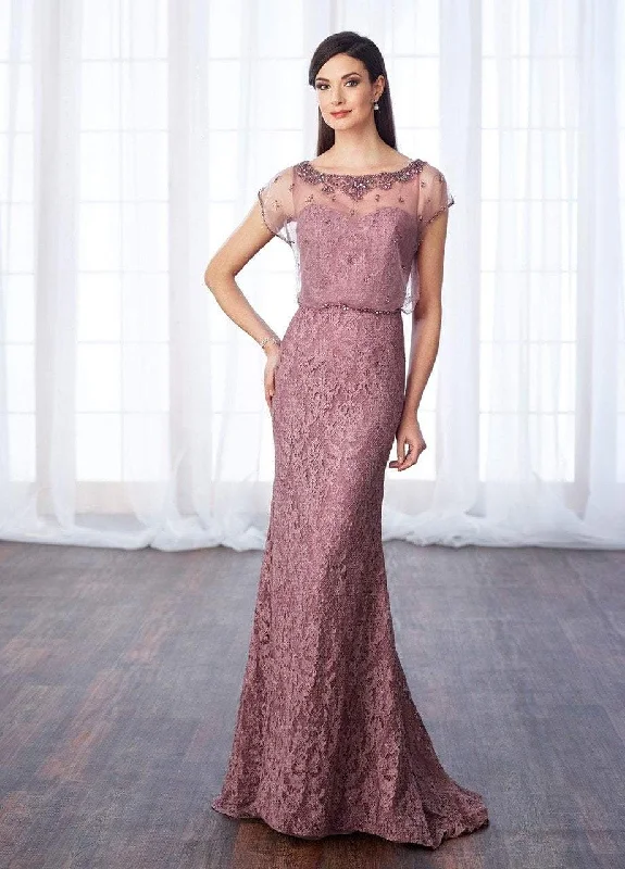Super Sale Cameron Blake Illusion Bateau Blouson Evening Dress 217652