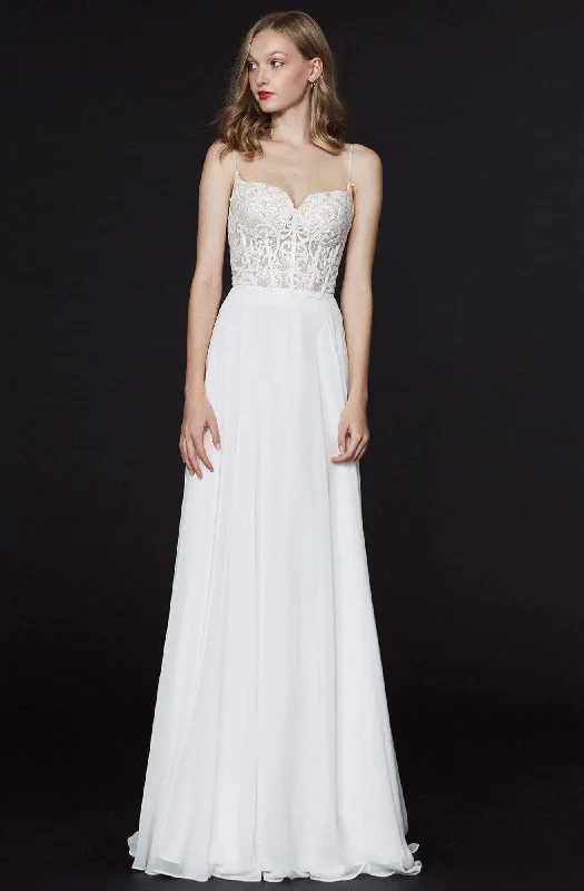 Special Price Angela & Alison - 91114 Embroidered Sweetheart Chiffon A-line Dress