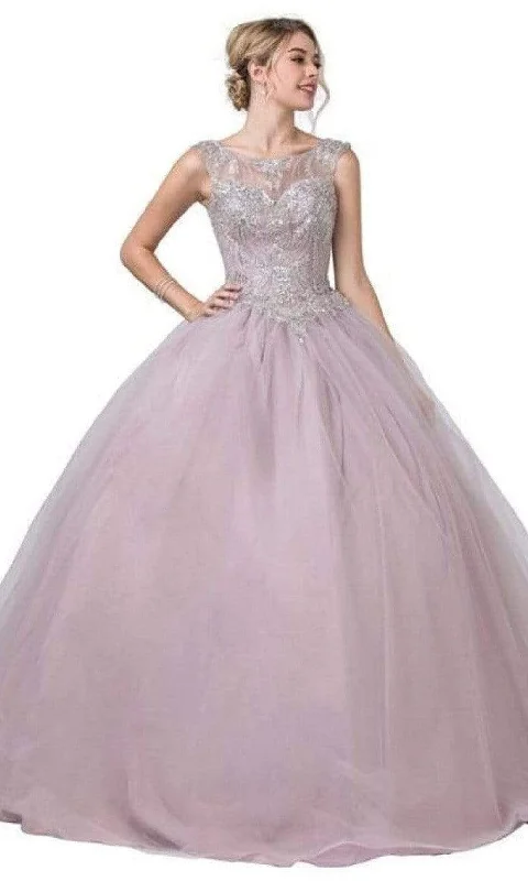 Markdown Madness Trevi Collection - L2258 Illusion Bateau Beaded Ball Gown