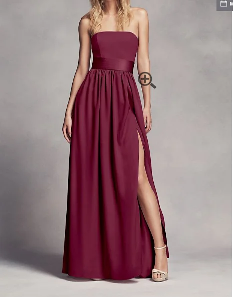 Lowest Price Vera Wang White Long Strapless Bridesmaid Dress with Belt VW360307