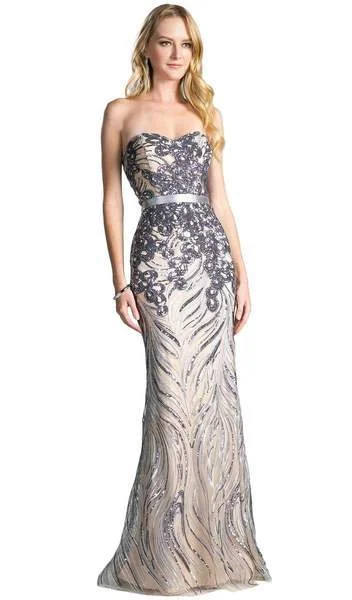 Today Only Cinderella Divine - CD0112 Strapless Sweetheart Neckline Sequin Ornate Sheath Evening Gown Today Only Cinderella Divine - CD0112 Strapless Sweetheart Neckline Sequin Ornate Sheath Evening Gown
