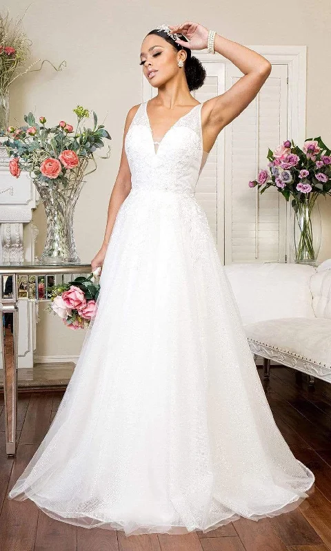 Year-End Clearance Elizabeth K - GL1906 Floral Embroidered A-Line Bridal Gown
