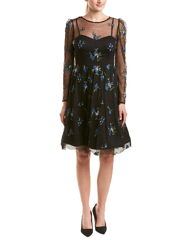 Exclusive Access Taylor - 9862M Knee Length Puff Sleeve Illusion Embroidered Dress Exclusive Access Taylor - 9862M Knee Length Puff Sleeve Illusion Embroidered Dress