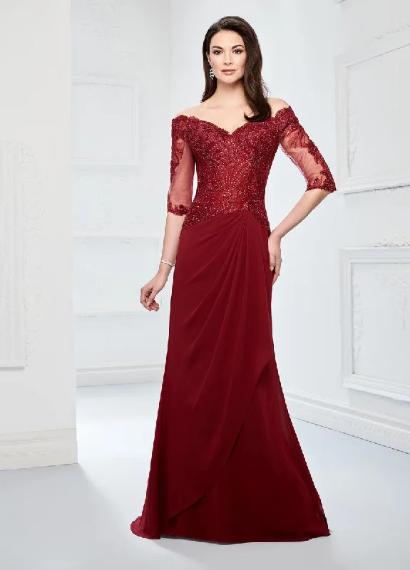 Great Bargains Montage by Mon Cheri - 218905W Sheer Beaded Off-Shoulder Evening Dress Great Bargains Montage by Mon Cheri - 218905W Sheer Beaded Off-Shoulder Evening Dress