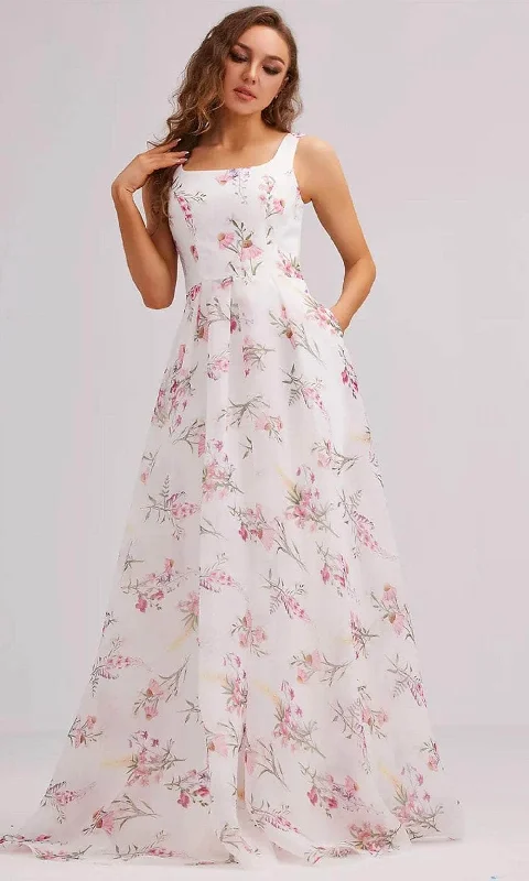 New Deals J'Adore Dresses J23024 - Sleeveless Floral Printed Prom Gown