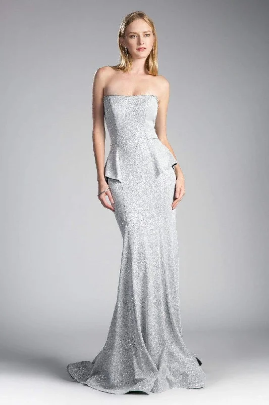 While Supplies Last Cinderella Divine - Strapless Straight Neck Metallic Knit Dress