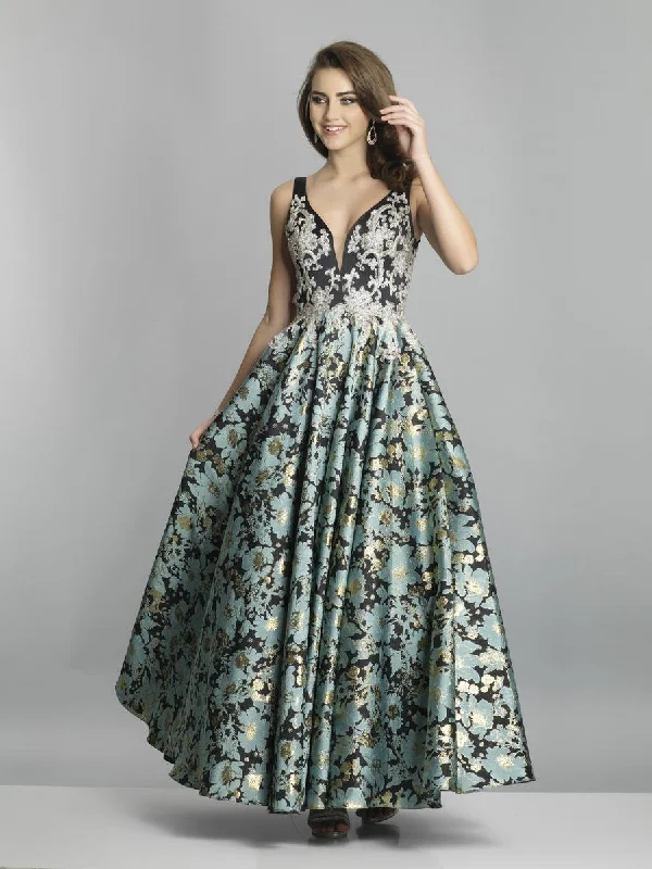 Best Bargains Dave & Johnny - Floral Sleeveless Deep V-Neck Ballgown