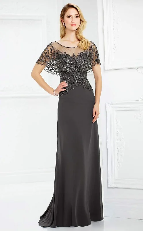 Shop and Save Montage by Mon Cheri - Beaded Sheer Capelet Sheath Gown 217947