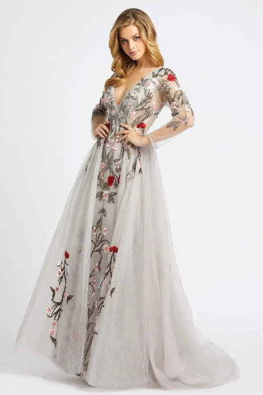 Clearance Items Mac Duggal - 20125D Floral Embroidered Evening Dress with Overskirt - 1 pc Gray Multi in Size 8 Available Clearance Items Mac Duggal - 20125D Floral Embroidered Evening Dress with Overskirt - 1 pc Gray Multi in Size 8 Available