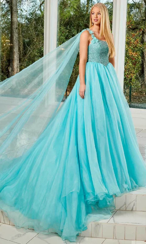 Blowout Sale Rachel Allan 50156 - Bedazzled Asymmetric Evening Gown