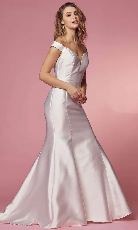 Online Specials Nox Anabel C004W - Mermaid Cut Off Shoulder Dress