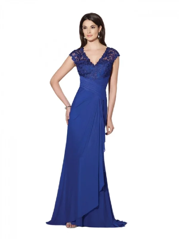 TIME-Limited Offer Mon Cheri -214690 V-Neck Cap Sleeve Lace Ruched Dress - 1 Pc. Dark Purple in size 6 Available TIME-Limited Offer Mon Cheri -214690 V-Neck Cap Sleeve Lace Ruched Dress - 1 Pc. Dark Purple in size 6 Available
