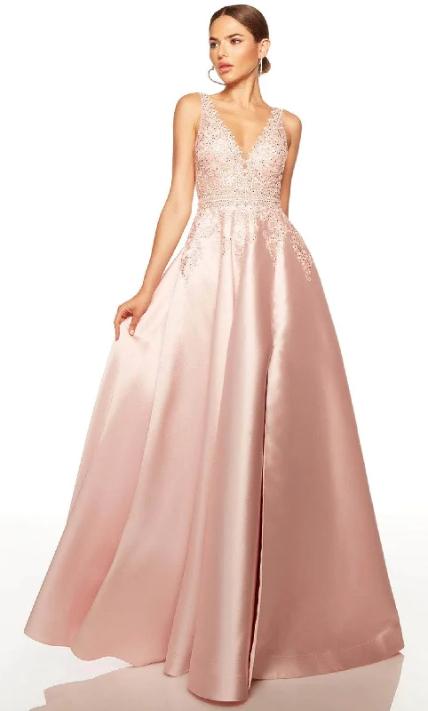 Final Sale Alyce Paris 61305 - Floral Embroidered A-line Prom Dress
