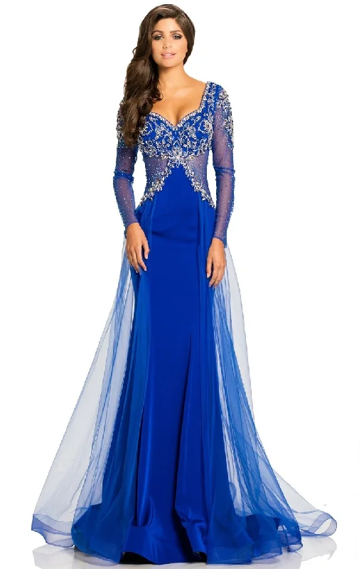 Mega Deal Johnathan Kayne 8003 Beaded Sheer Long Sleeve Sweetheart Evening Gown -1Pc Royal in size 4 Available Mega Deal Johnathan Kayne 8003 Beaded Sheer Long Sleeve Sweetheart Evening Gown -1Pc Royal in size 4 Available