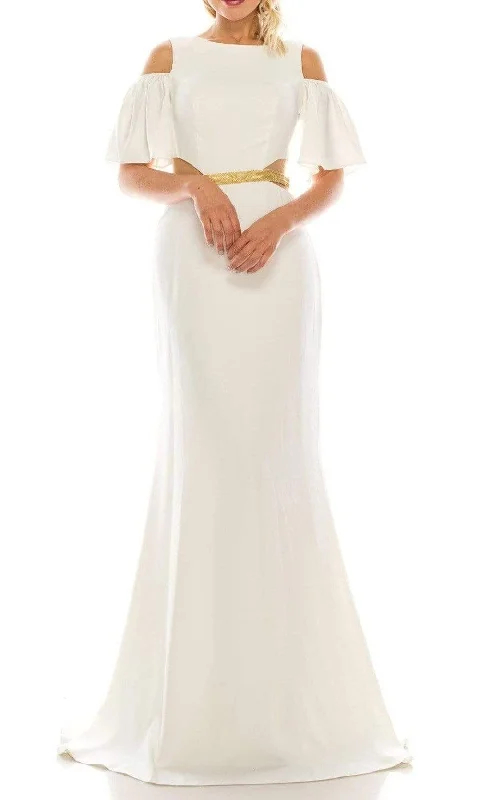 Steals and Deals New Yorker's Apparel - 4516 Beaded Sheer Waist Cutout Cold Shoulder Evening Dress Steals and Deals New Yorker's Apparel - 4516 Beaded Sheer Waist Cutout Cold Shoulder Evening Dress