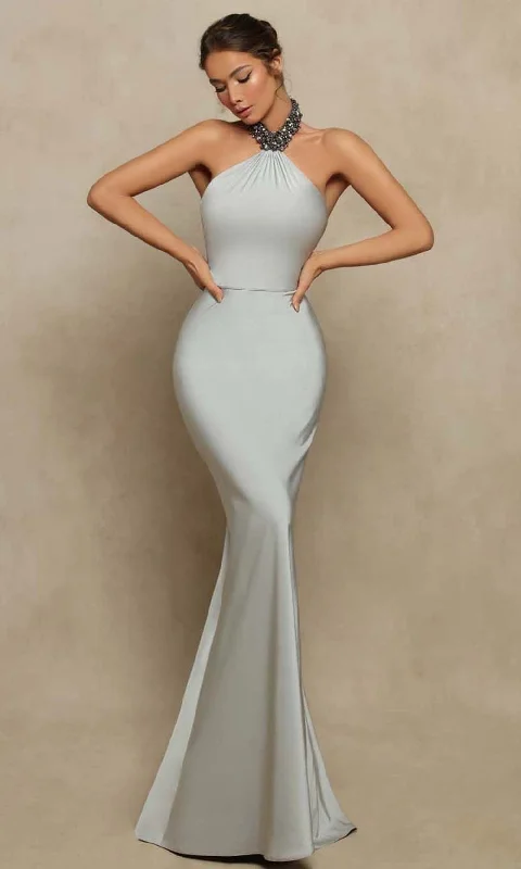 Bonus Savings Tarik Ediz - 98017 Embellished Halter Neck Evening Dress