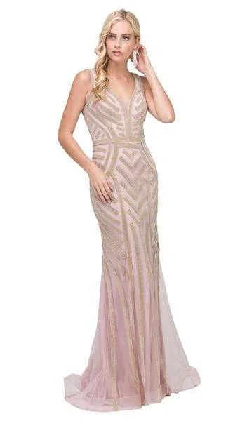 Limited Availability Dancing Queen - Beaded Plunging Fitted Prom Gown 2391 - 1 pc Dusty Pink/Gold In Size 3XL Available Limited Availability Dancing Queen - Beaded Plunging Fitted Prom Gown 2391 - 1 pc Dusty Pink/Gold In Size 3XL Available