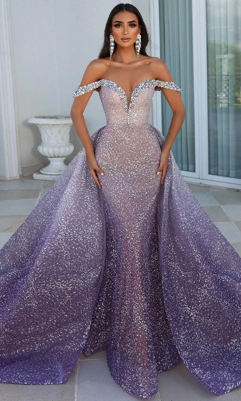 Crazy Savings Portia and Scarlett PS23034 - Off Shoulder Overskirt Prom Gown