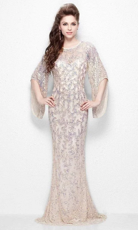 Best Bargains Primavera Couture - 9713 Sequin Flared Sleeve Long Sheath Formal Gown