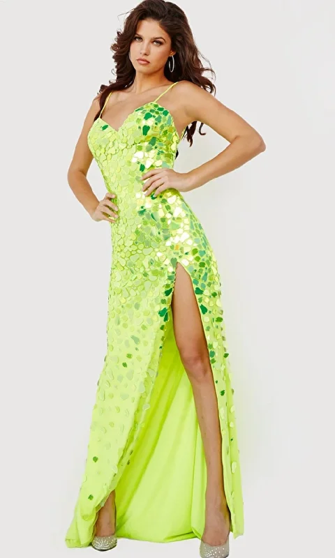 While Supplies Last Jovani 06653 - Neon Glass Beaded Evening Gown
