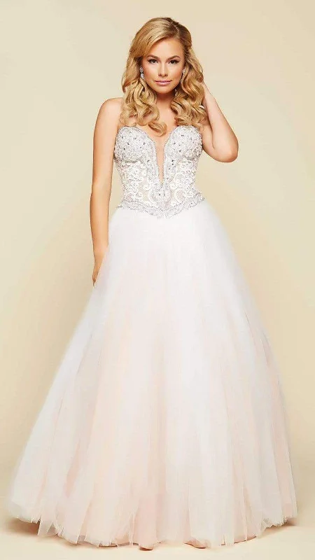 Unbeatable Prices Mac Duggal Embellished Strapless Long Gown in Ivory/Nude 65357