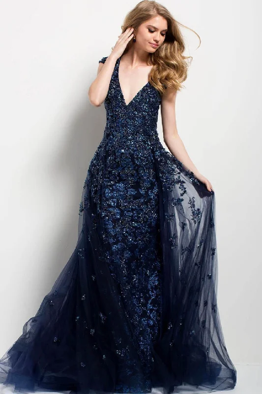 Last Chance Jovani Cap Sleeve Jeweled Lace A-Line Gown 42739