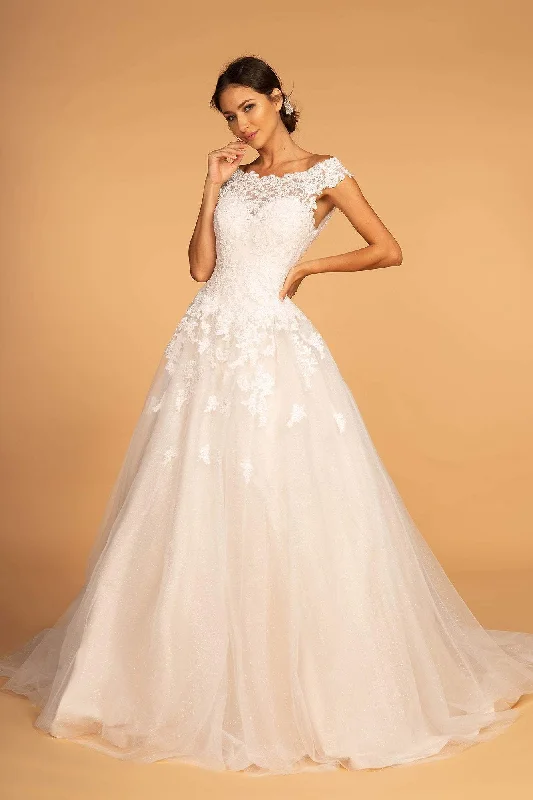 Midnight Madness GLS by Gloria - GL2596 Scalloped Bateau Neck Lace Ballgown