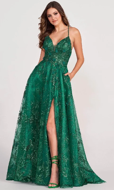 Major Savings Ellie Wilde EW34102 - Deep Neck A-line Slit Gown