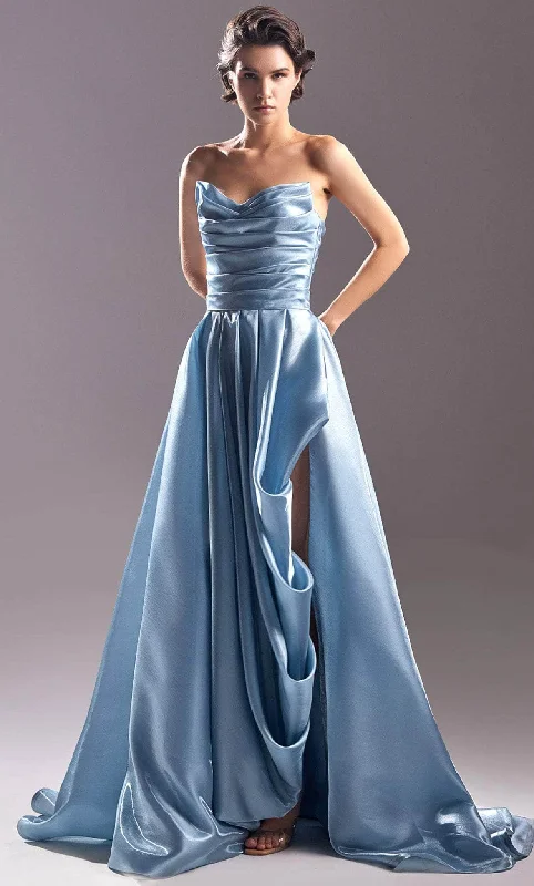 Season Finale Sale MNM COUTURE G1501 - Draped A-Line Evening Gown